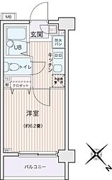 エコロジー都立大学レジデンス 1Kの間取図画像