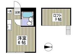 キャピタル八柱 ワンルームの間取図画像