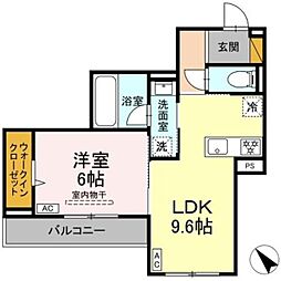 DーClair 1LDKの間取図画像