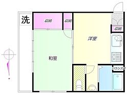 桔梗コーポ 1DKの間取図画像