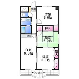 セピアコート1番館 3DKの間取図画像