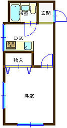 コーポ湘南 1DKの間取図画像