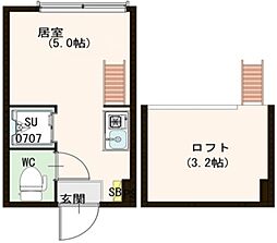 リヴィエール高田馬場 2階ワンルームの間取り