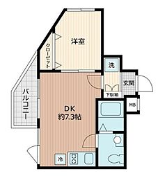 Beverly Homes　下赤塚 4階1DKの間取り