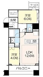 イニシア築地レジデンス 2LDKの間取図画像