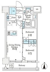 J.GRANCourt品川西大井EAST 2LDKの間取図画像