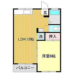 マンション岡 1LDKの間取図画像