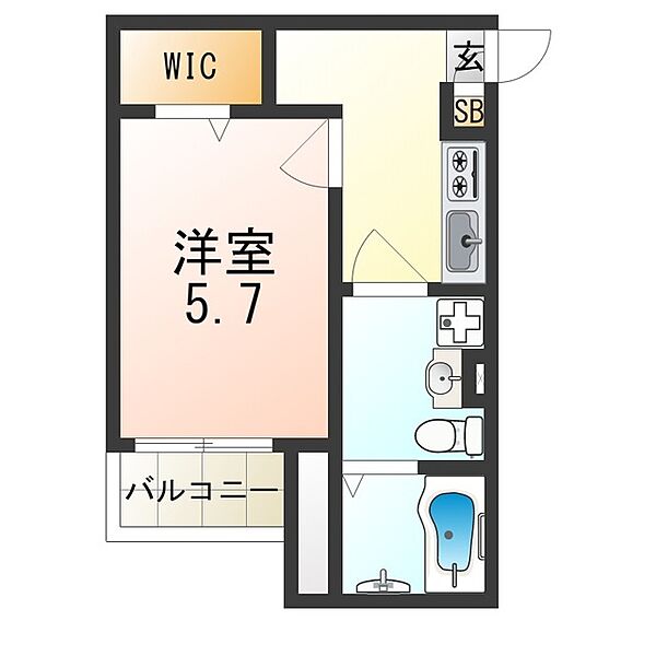 兵庫県尼崎市杭瀬本町２丁目(賃貸アパート1K・3階・22.63㎡)の写真 その2