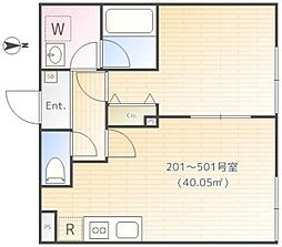 HW.HILLS綾瀬 5階1LDKの間取り