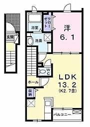 ティグレ 2階1LDKの間取り