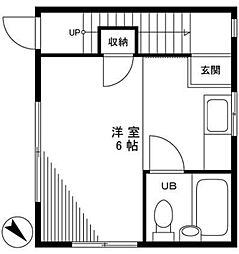 ヤマモハウス 2階ワンルームの間取り