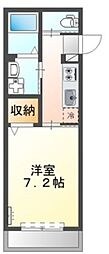 JR横浜線 橋本駅 徒歩6分の賃貸マンション 2階1Kの間取り