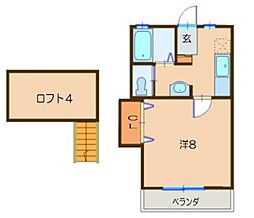 オータムハイツ 1Kの間取図画像