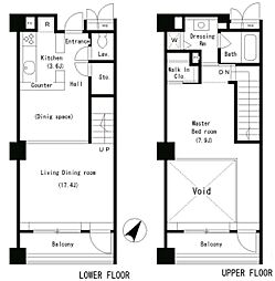 パークアクシス南麻布 2階1LDKの間取り