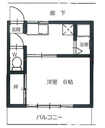 翠ハイツ 1Kの間取図画像
