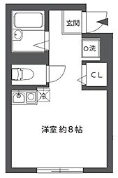 東京メトロ日比谷線 入谷駅 徒歩7分の賃貸アパート 1階ワンルームの間取り