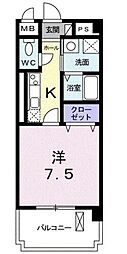 モン・リヴィエール 1Kの間取図画像
