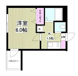 モンシャトー中野・新井館 2階1Kの間取り