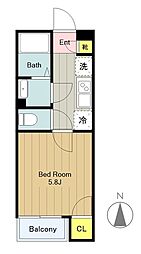 レオネクストアルカディア長沢 1Kの間取図画像