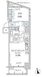 パークアクシス東上野 5階1LDKの間取り