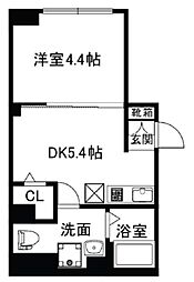CREAL 新富町 2階1DKの間取り