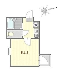 シャンテお花茶屋2 ワンルームの間取図画像