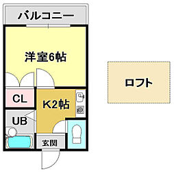 ホワイトパレス 1Kの間取図画像