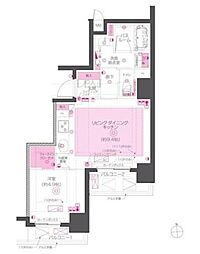 ZOOM東神田 10階1LDKの間取り