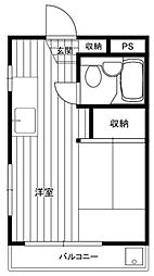 コーポ秋月 ワンルームの間取図画像