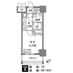 カスタリア三ノ輪 1Kの間取図画像