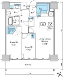 JR上越新幹線 新潟駅 徒歩10分の賃貸マンション 8階2LDKの間取り