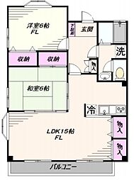 サウスコート 2LDKの間取図画像
