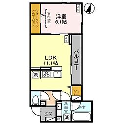 草加市金明町アパート 1LDKの間取図画像