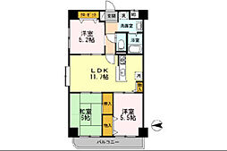ヴェルデュール石切 3LDKの間取図画像