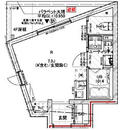 クレドコート品川中延 5階ワンルームの間取り