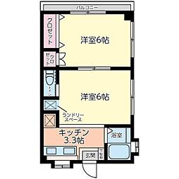 第2ワールドビル 3階2Kの間取り