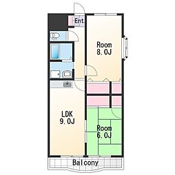 和歌山電鐵貴志川線 日前宮駅 徒歩16分の賃貸マンション 1階2LDKの間取り