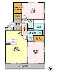 グランドソレイユA 2LDKの間取図画像