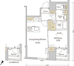 アーバネックス日本橋水天宮 1005 10階1LDKの間取り