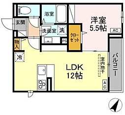 D-comodo 野塩 2階1LDKの間取り