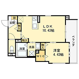 住之江区浜口西1丁目共同住宅 1LDKの間取図画像