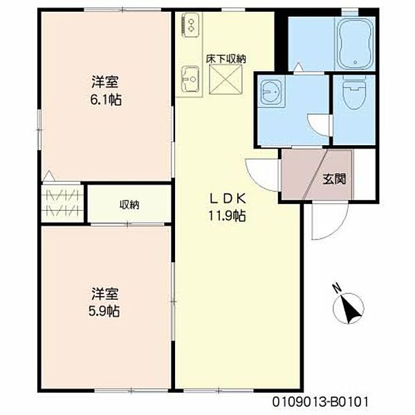 シャンテ和泉　Ｂ棟 B0101｜福岡県筑後市大字和泉(賃貸アパート2LDK・1階・50.78㎡)の写真 その2