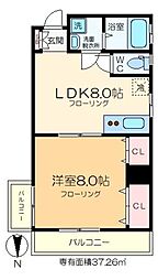 キャッスルいしい 2階1LDKの間取り