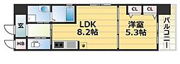 プリオーレ三宮 1LDKの間取図画像