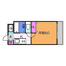 スタツィオーネ中百舌鳥 1Kの間取図画像
