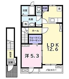 ヒカルサ市原姉ヶ崎ノース 2階1LDKの間取り
