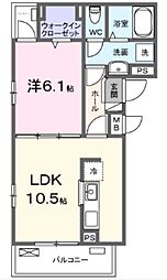 フォンテーヌIII 1LDKの間取図画像