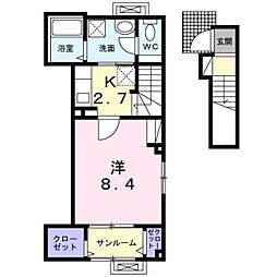 グランノワールI 1Kの間取図画像