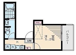Paddock府中本町 1Kの間取図画像