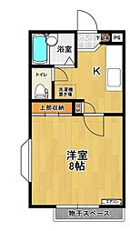 パレスハウス2 1Kの間取図画像